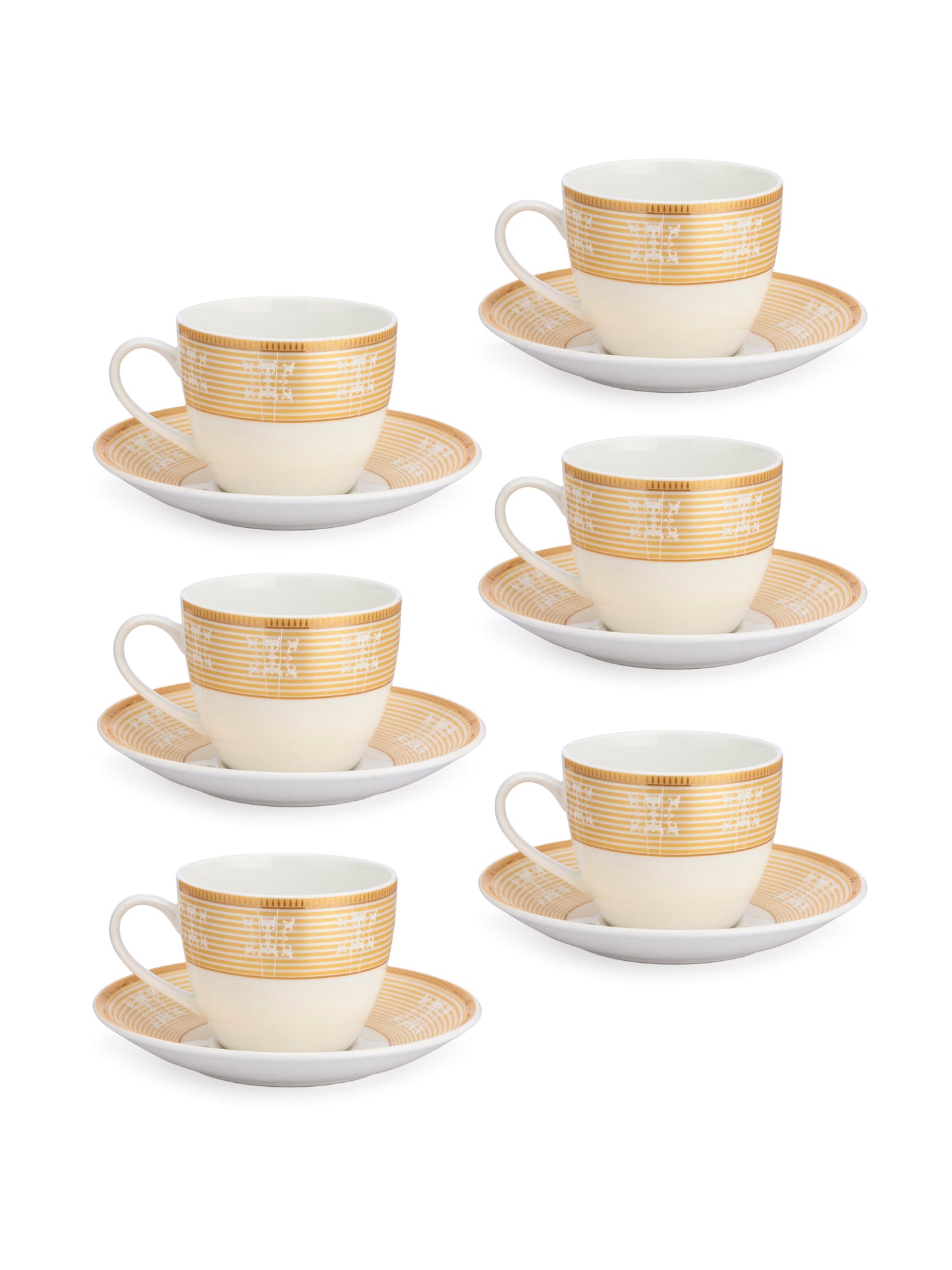 Cream Super Cup & Saucer, 170ml, Set of 12 (6 Cups + 6 Saucers) (S304)