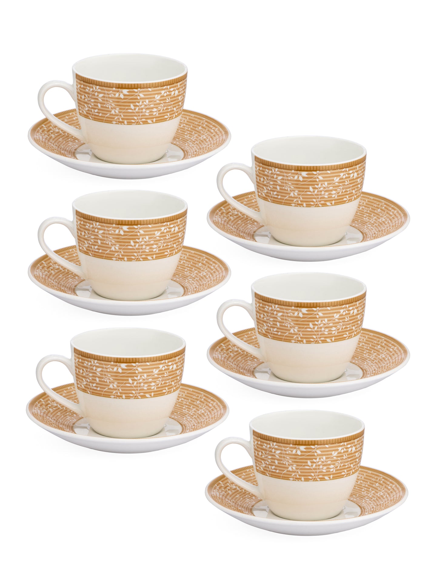 Cream Super Cup & Saucer, 170ml, Set of 12 (6 Cups + 6 Saucers) (S305)