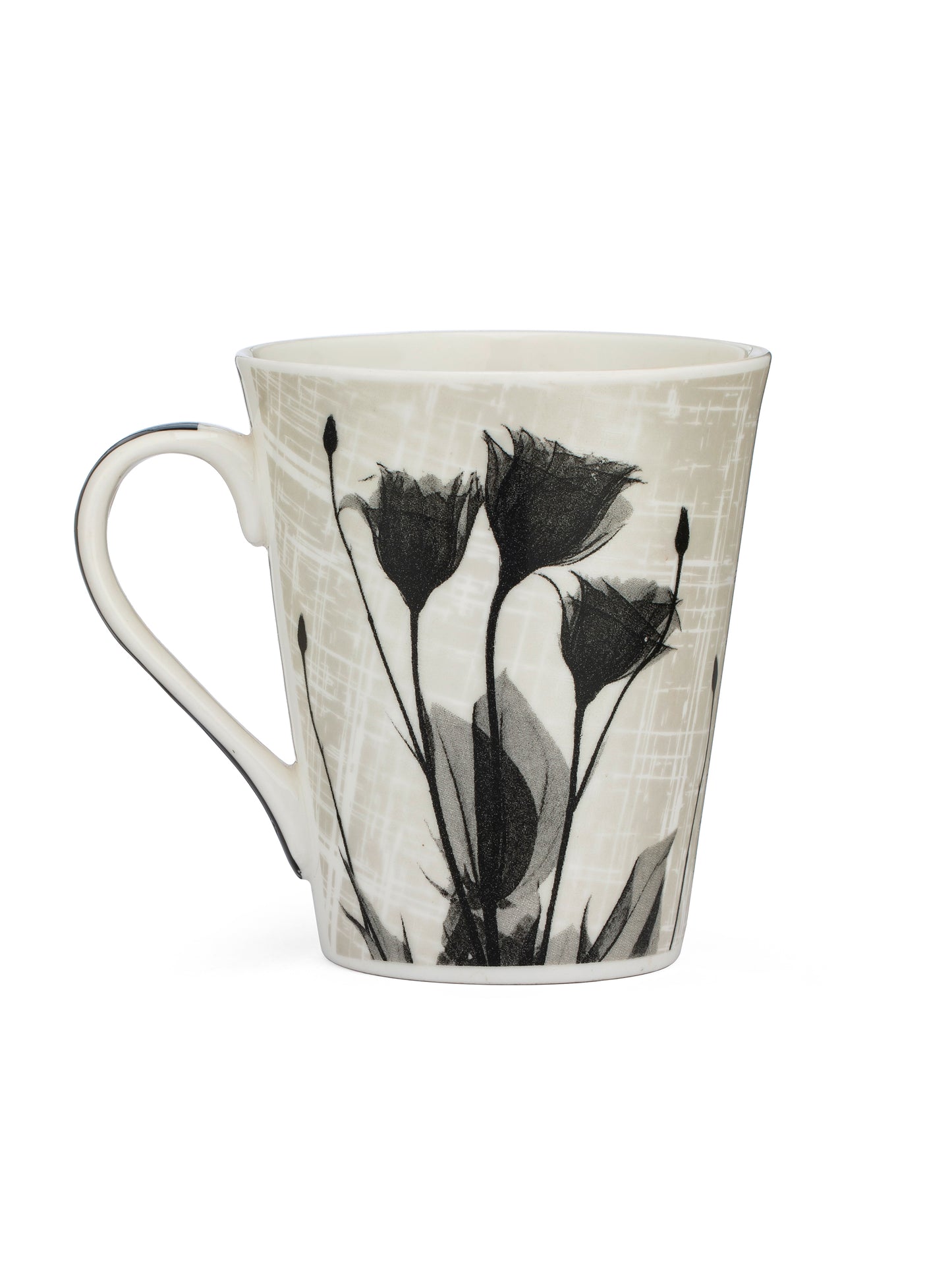 Ceramic Black & White Monochrome Mug and Bowl Snack Set (2 Mugs + 1 Bowl) (MC717)