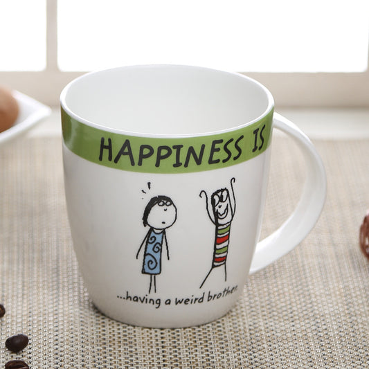 Happiness Weired Brother Coffee/ Milk Mug 270ml 1Piece - Clay Craft India