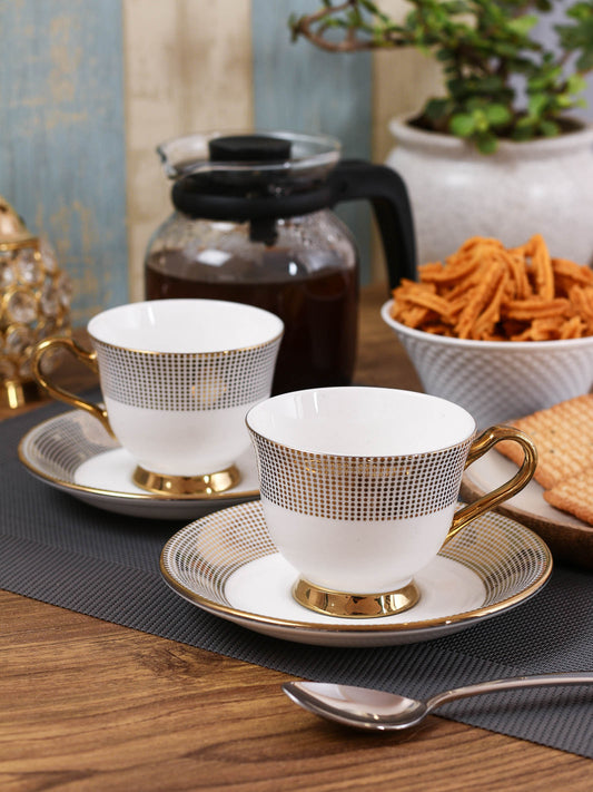 Georgian Cup & Saucer, 140ml, Set of 12 (6 Cups + 6 Saucers) (E621)