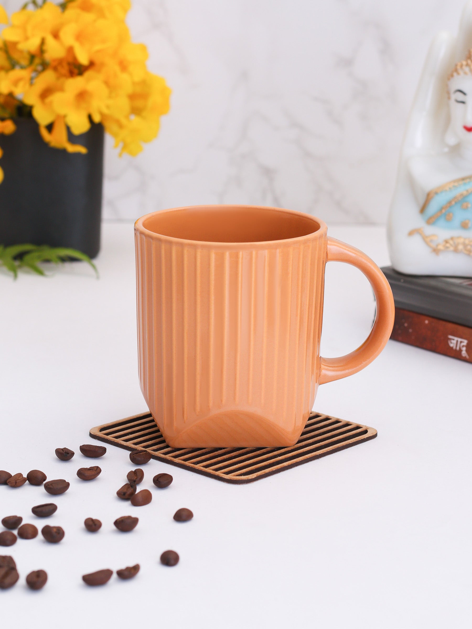 Charlie Creme Coffee & Milk Mug, 360ml, 1 Piece (CH4) - Clay Craft India