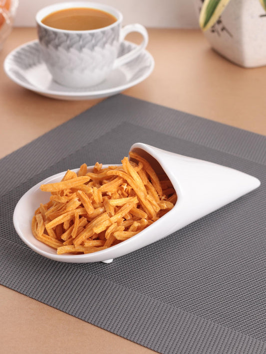 Clay Craft Basic Platter Fries Platto 1 Piece Plain White - Clay Craft India