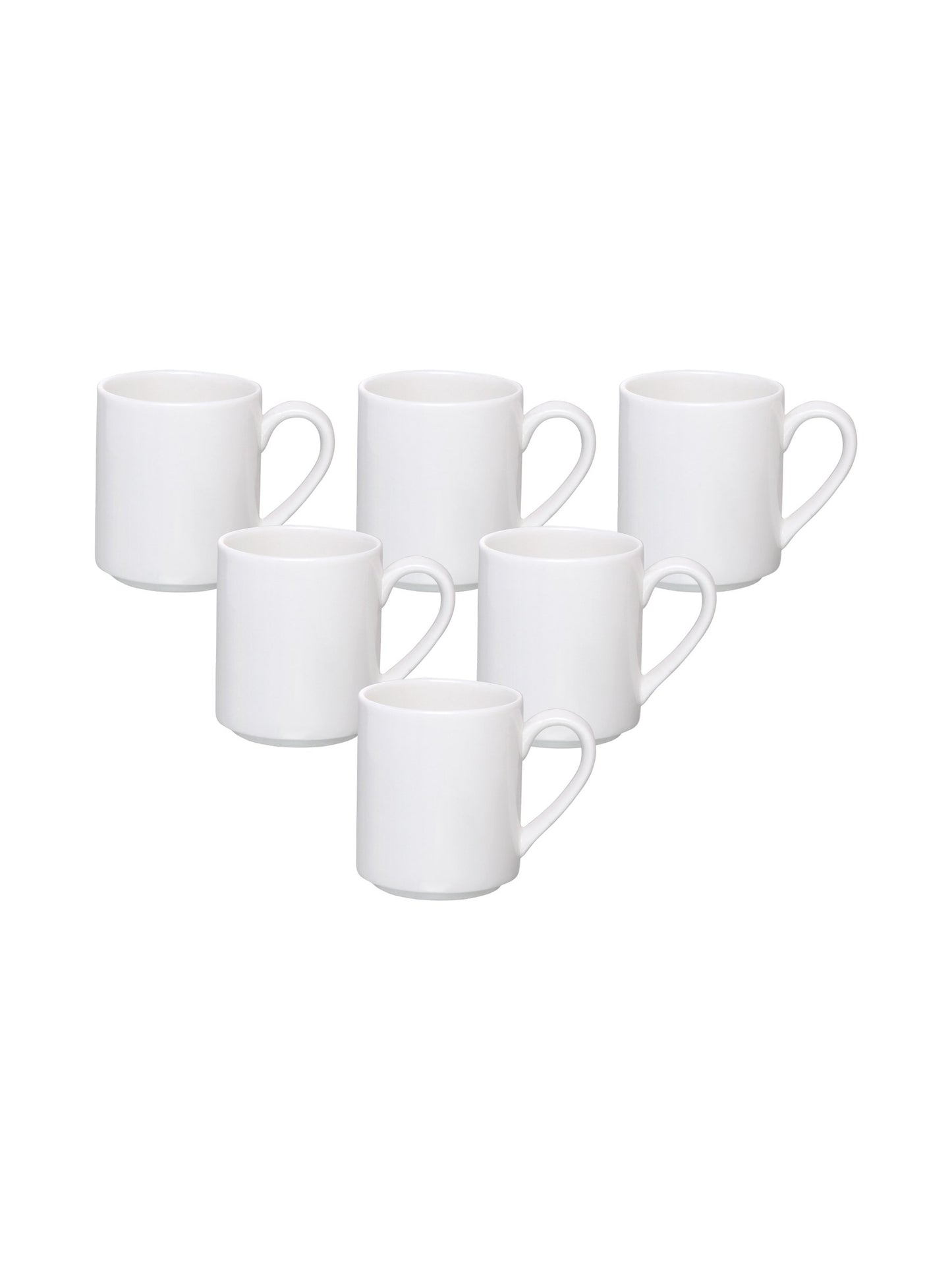 Clay Craft Basic Stacko Small Coffee & Tea Mugs, Set of 6, Plain White - Clay Craft India