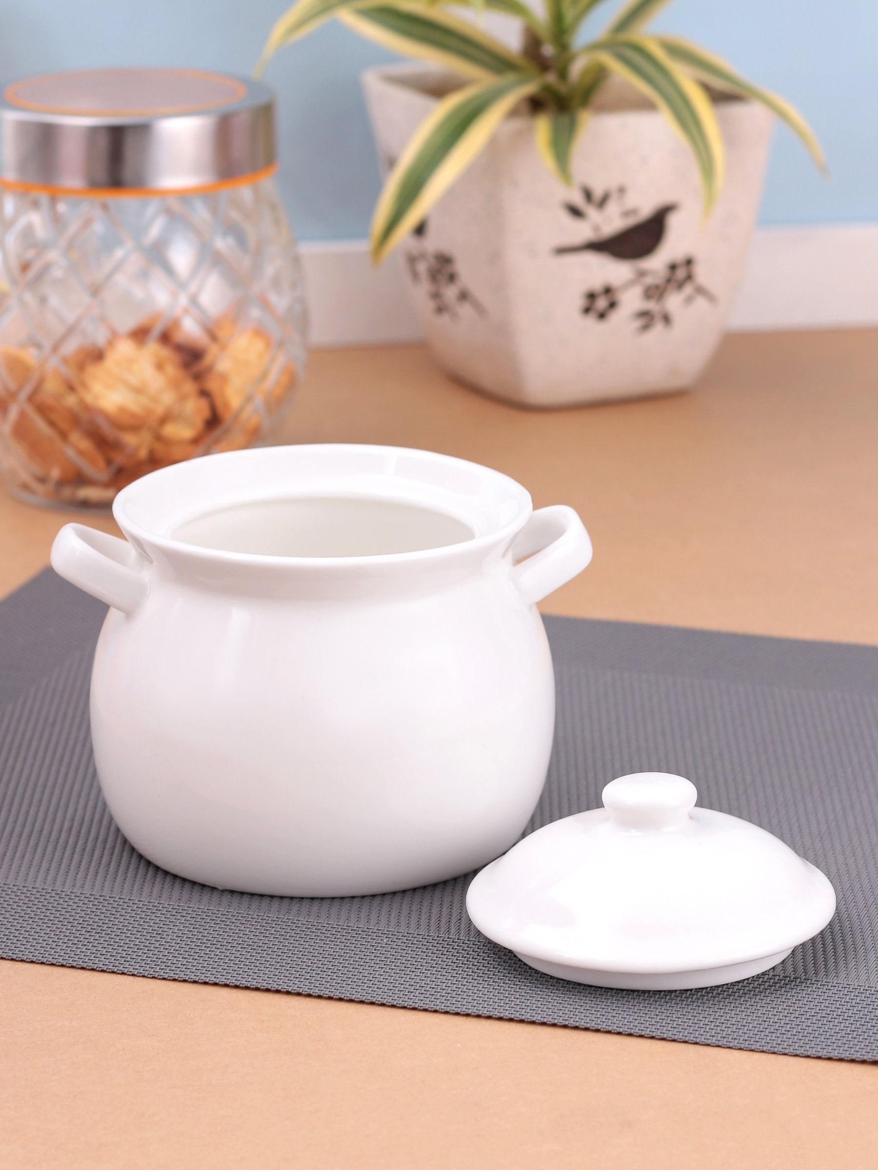 Clay Craft Basic Bowl Pot Belly 2 Piece Small & Big Plain White - Clay Craft India