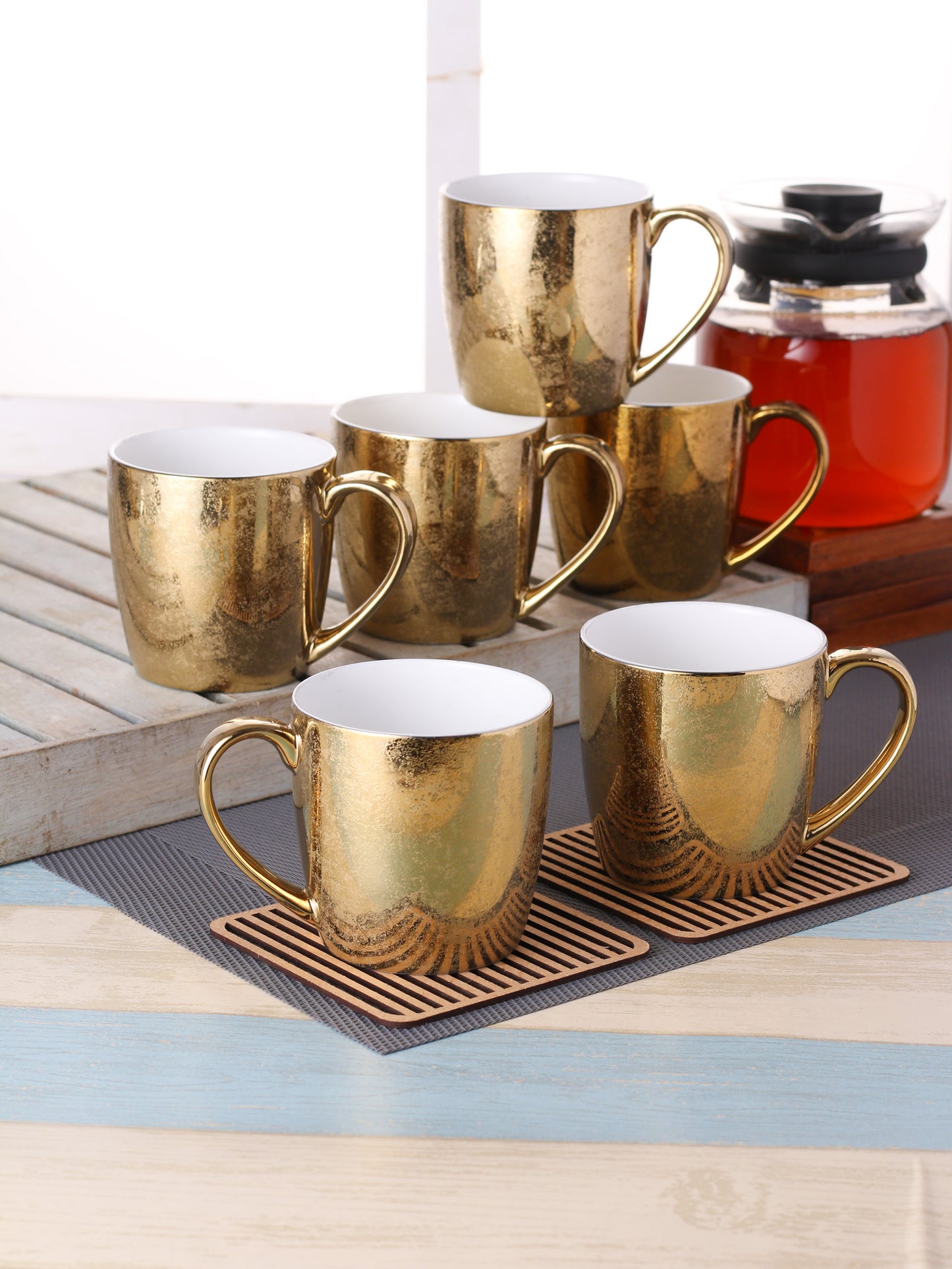 Alton Ebony Coffee & Tea Mugs, 220ml, Set of 6 (E666) - Clay Craft India