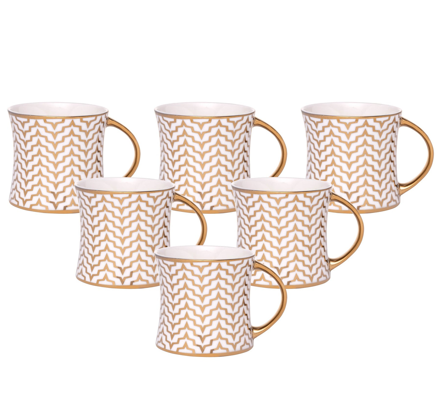 Diamond Ebony Coffee & Tea Mugs, 170ml, Set of 6 (E681) - Clay Craft India