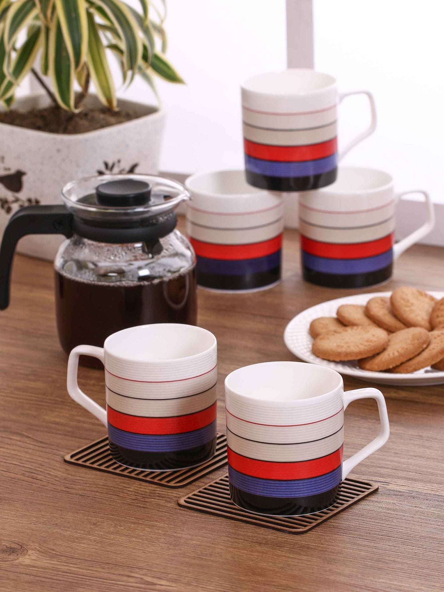 Director Hilton Coffee & Tea Mugs, 170ml, Set of 6 (389) - Clay Craft India