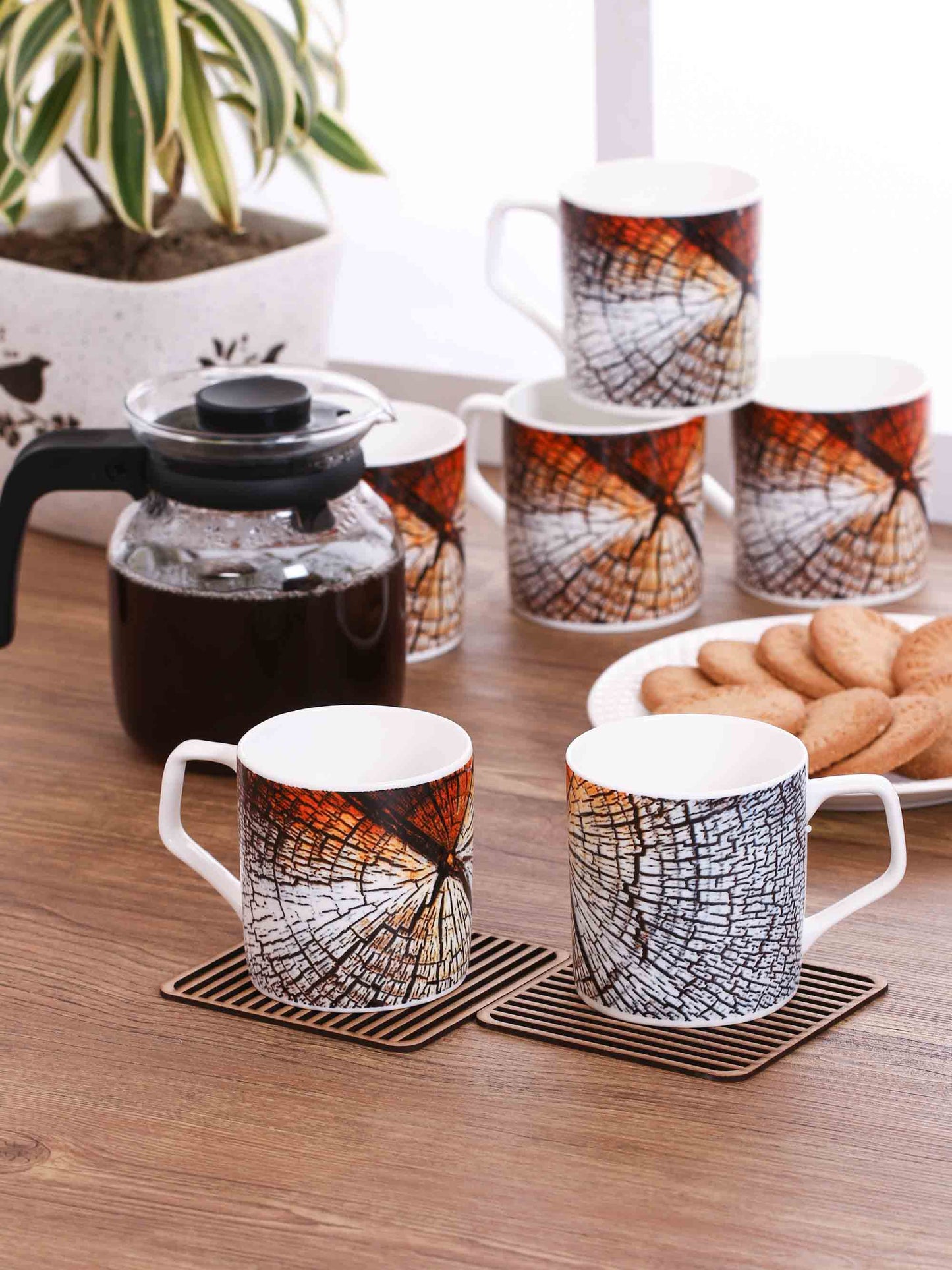 Director Nature Coffee & Tea Mugs, 220ml, Set of 6 (N406)