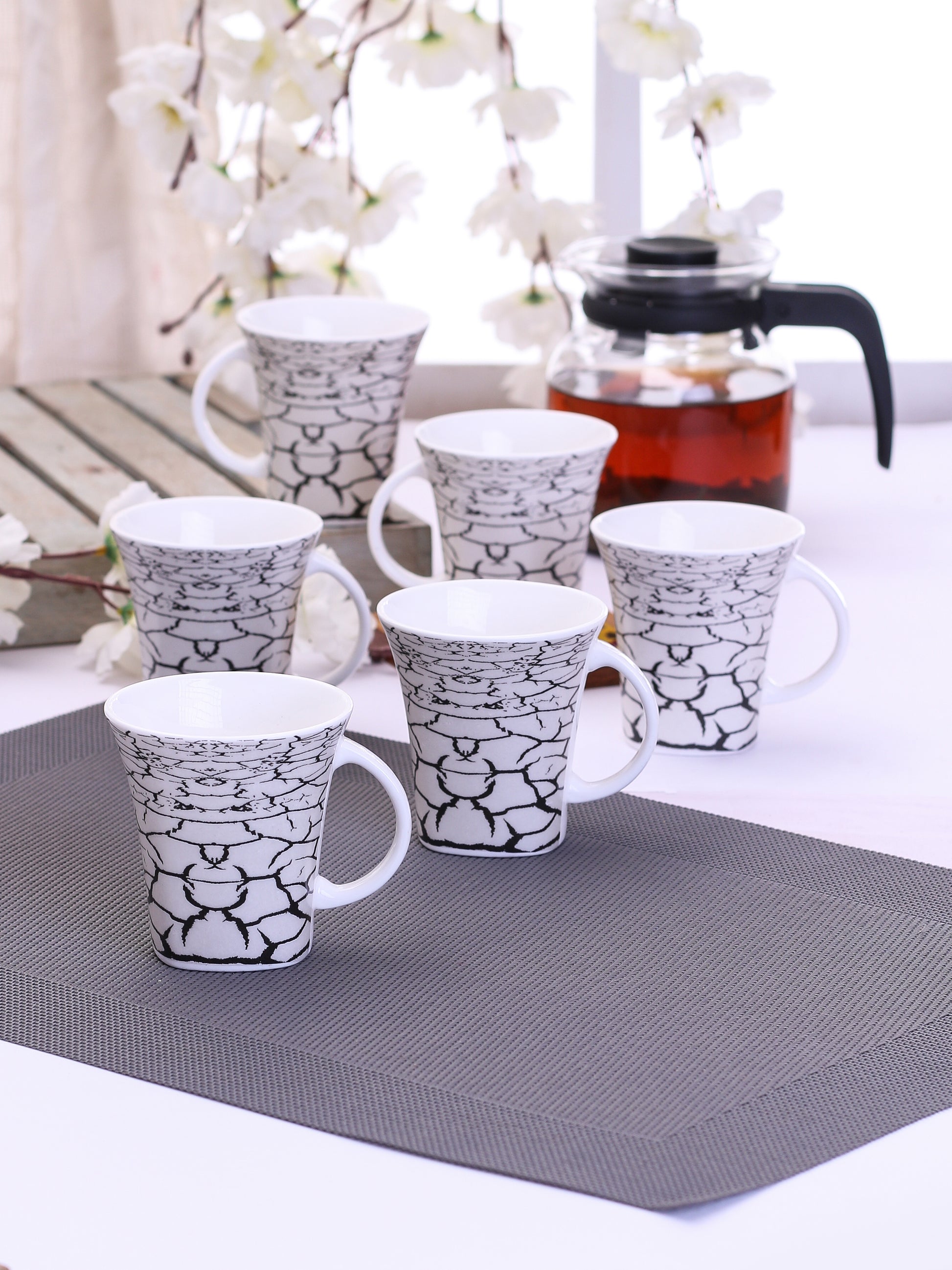 Heaven Hilton Coffee & Tea Mugs, 170ml, Set of 6 (301) - Clay Craft India