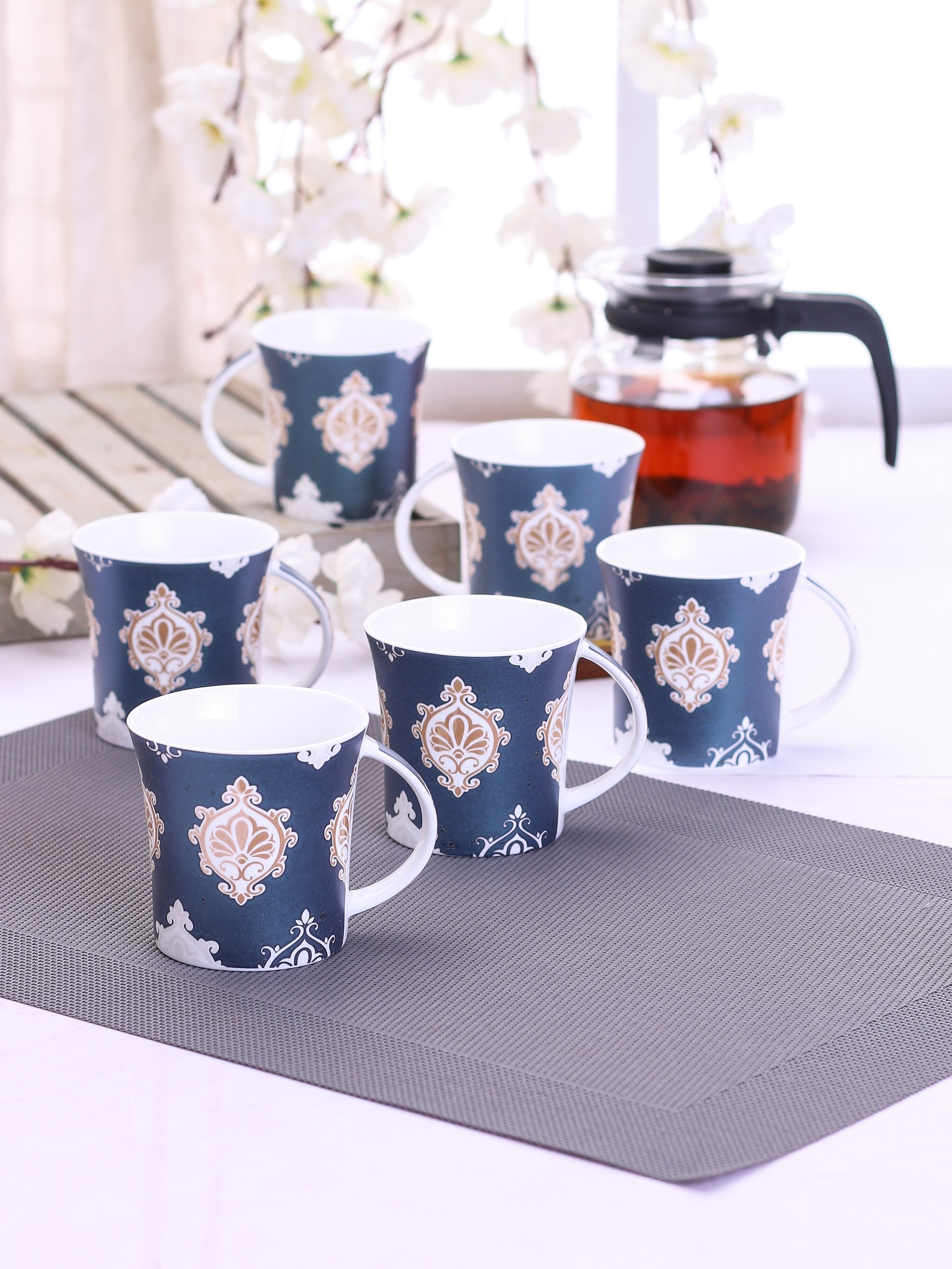 Jackson Hilton Coffee & Tea Mugs, 200ml, Set of 6 (H323) - Clay Craft India
