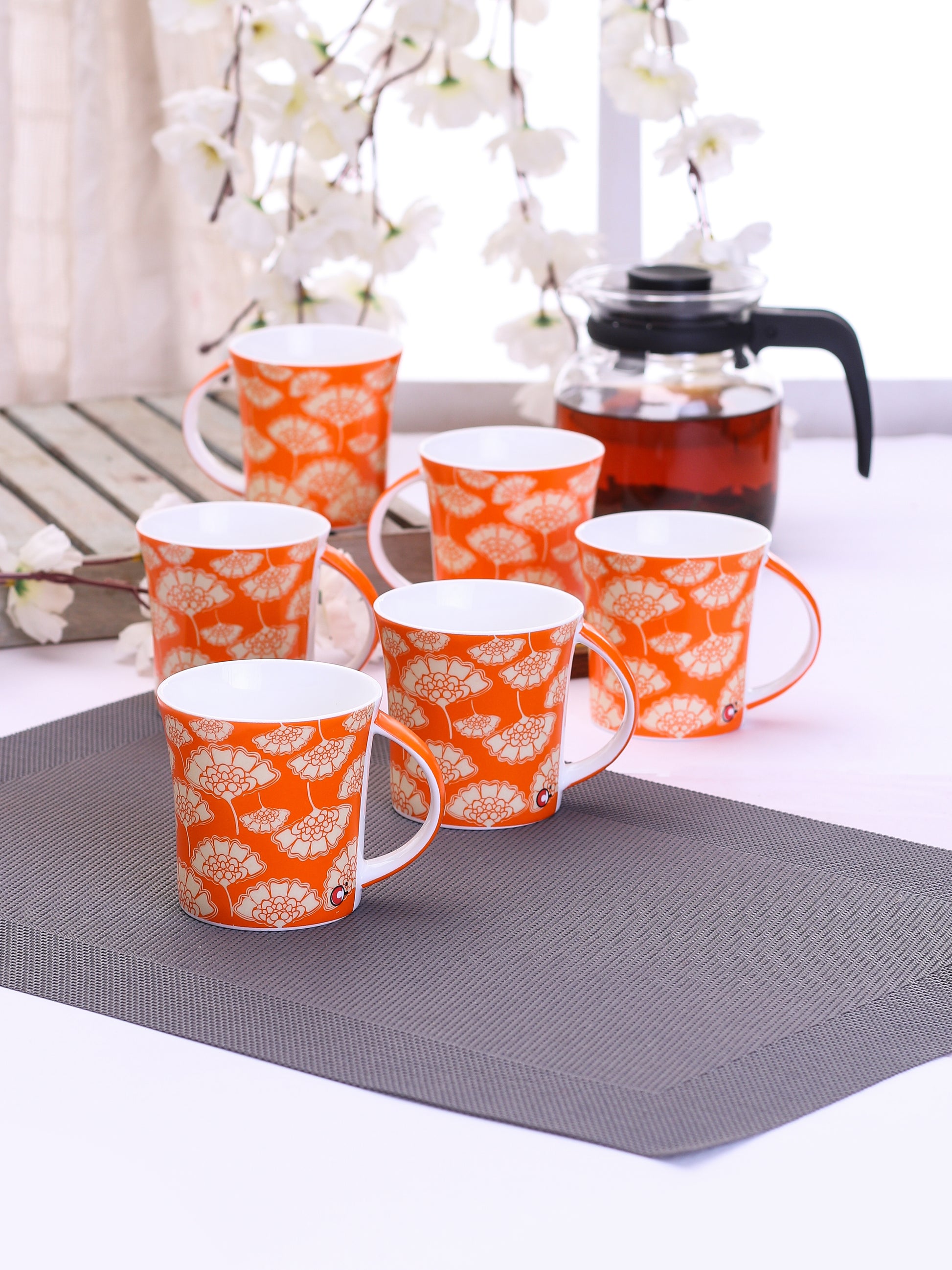 Jackson Hilton Coffee & Tea Mugs, 200ml, Set of 6 (H326) - Clay Craft India