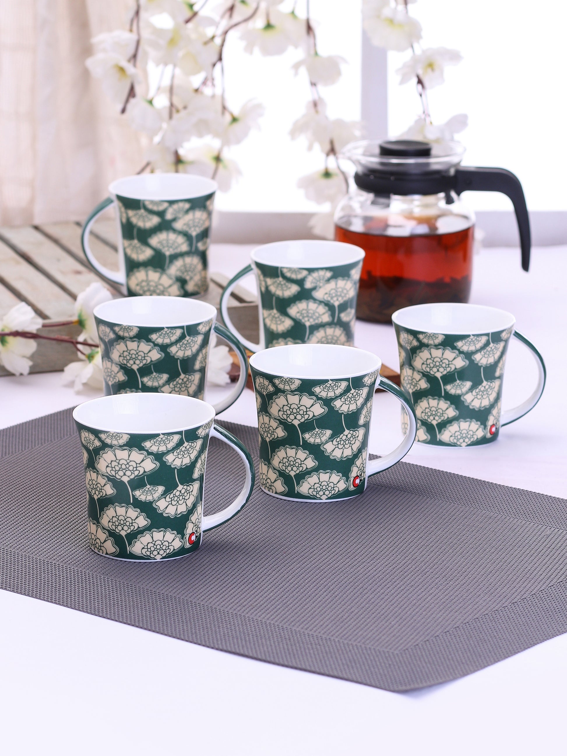 Jackson Hilton Coffee & Tea Mugs, 200ml, Set of 6 (H327) - Clay Craft India