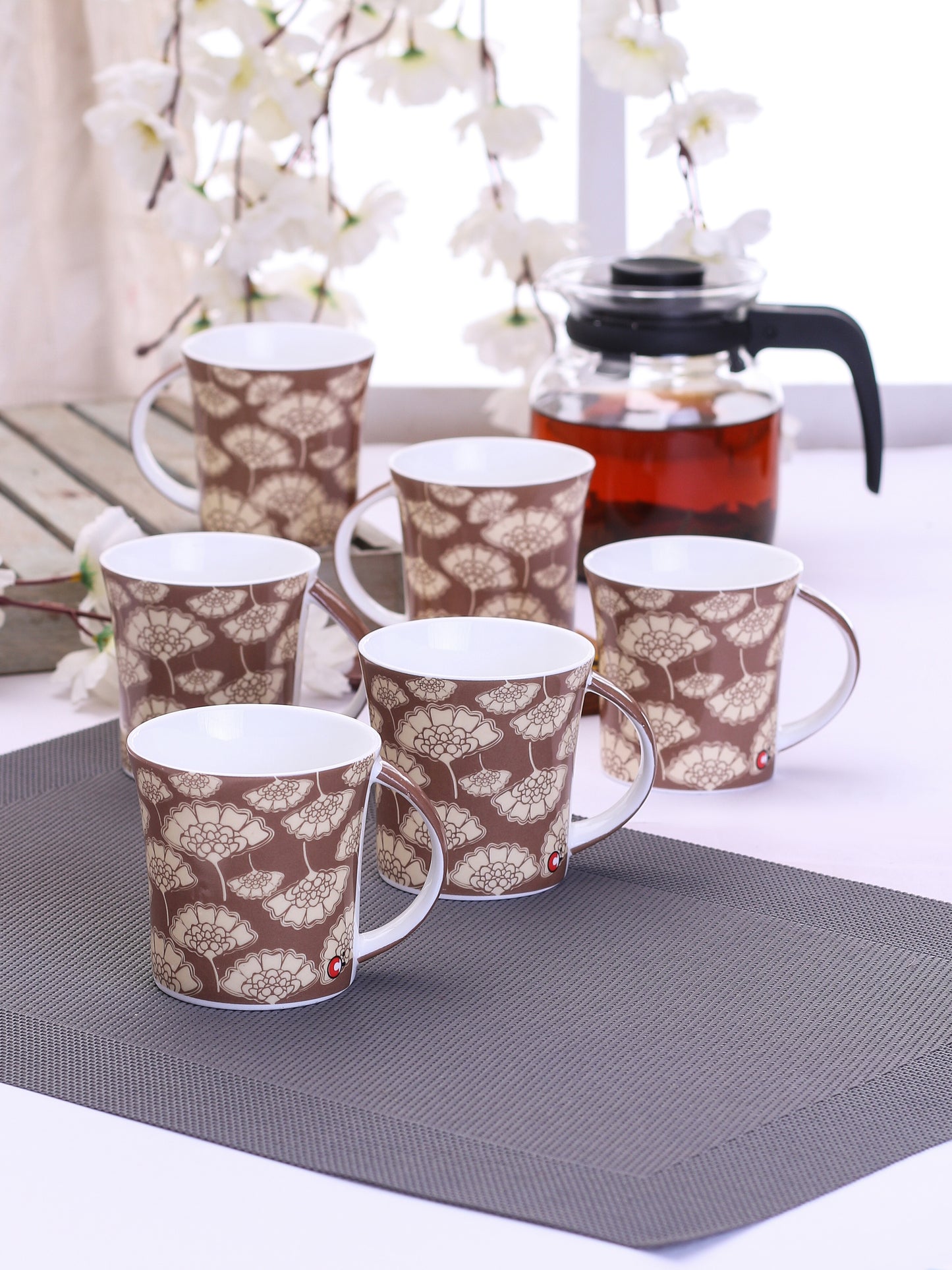 Jackson Hilton Coffee & Tea Mugs, 200ml, Set of 6 (H328) - Clay Craft India