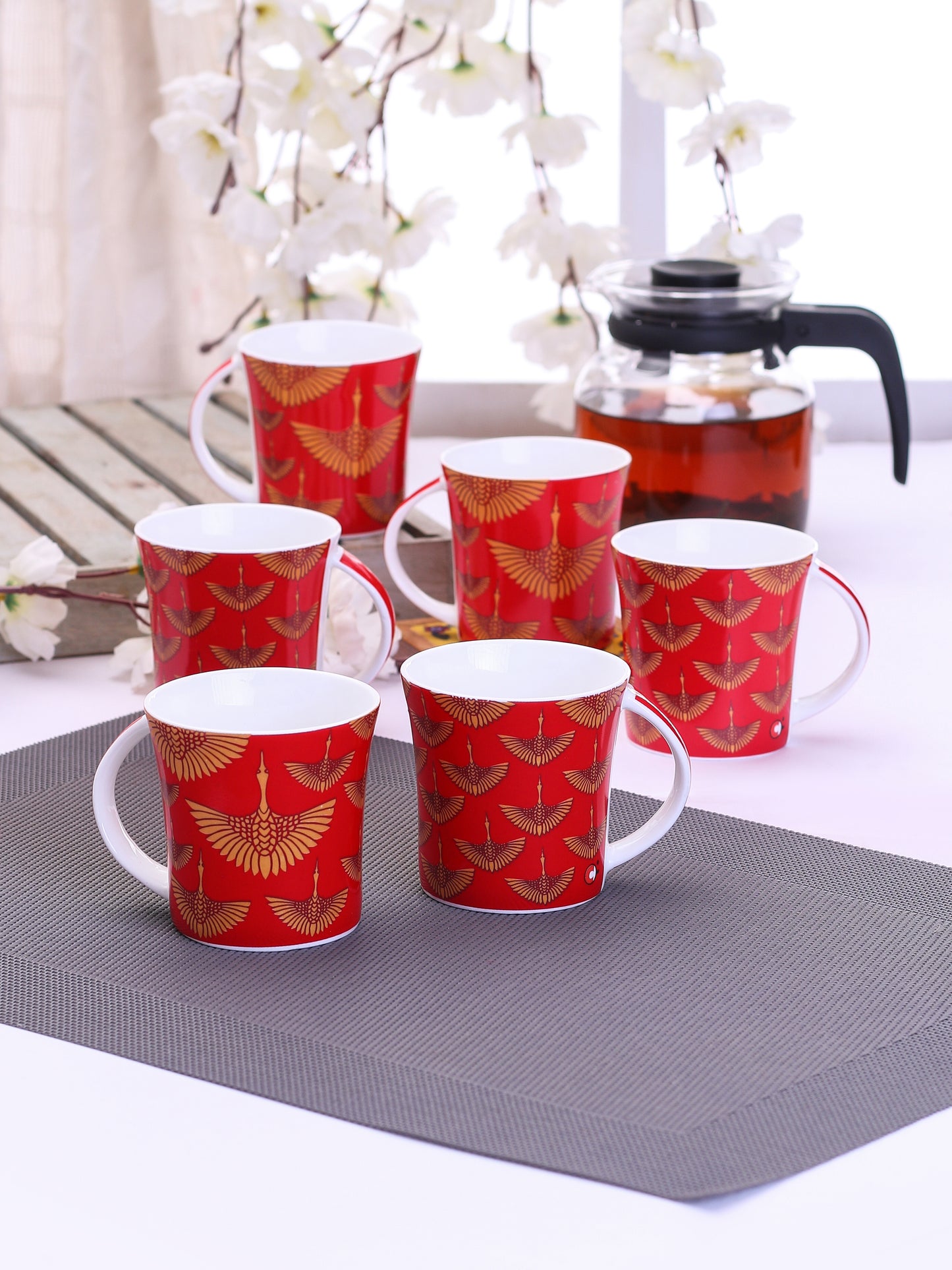 Jackson Hilton Coffee & Tea Mugs, 200ml, Set of 6 (H329) - Clay Craft India