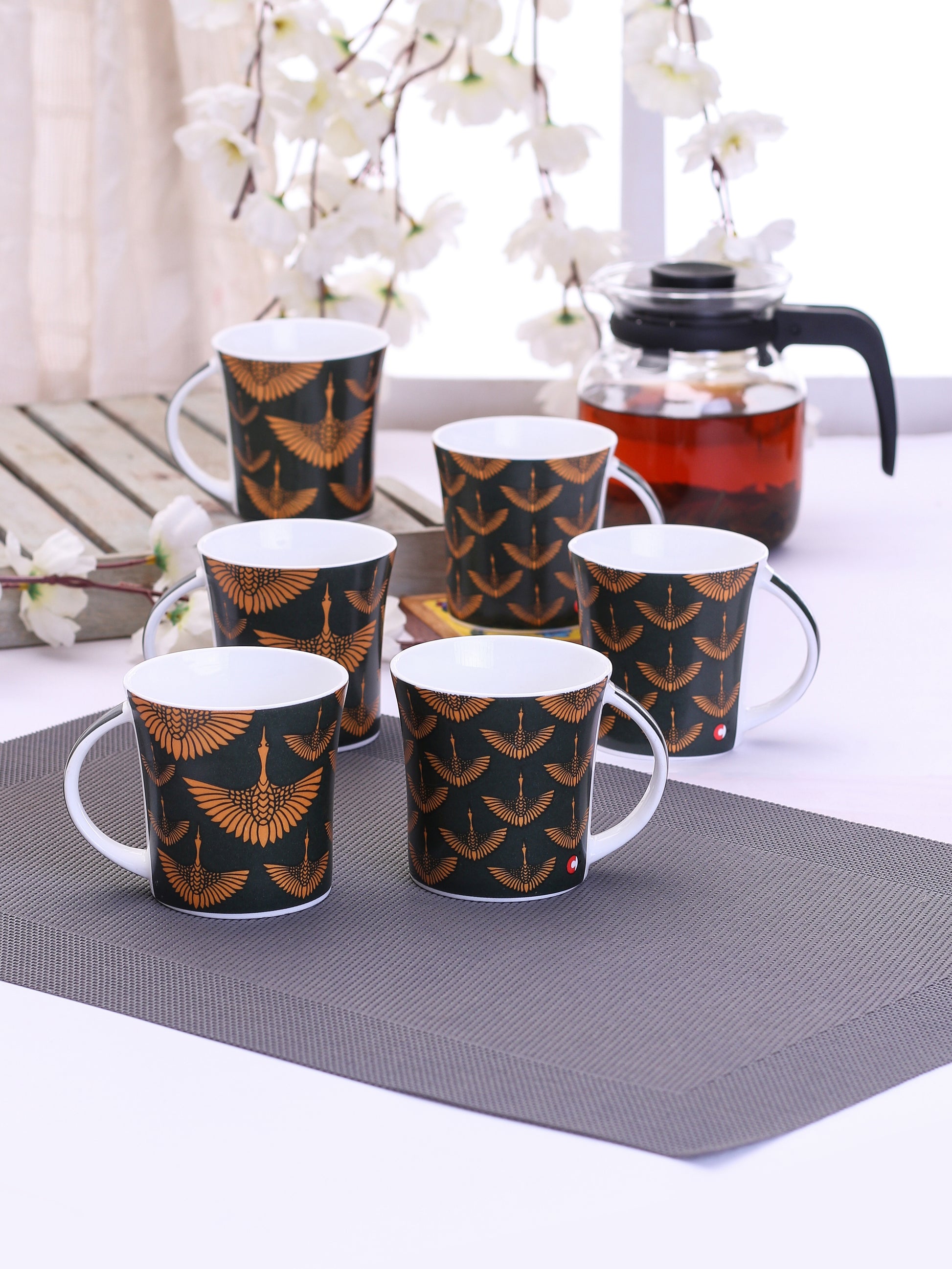 Jackson Hilton Coffee & Tea Mugs, 200ml, Set of 6 (H330) - Clay Craft India