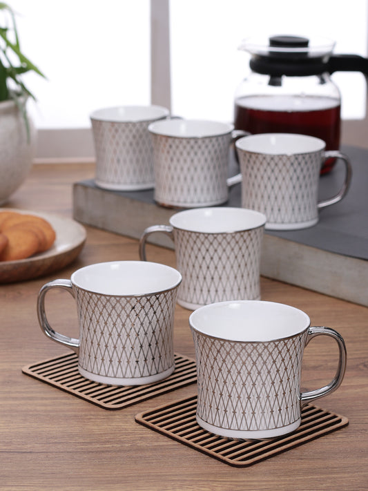 Liza Ebony Coffee & Tea Mugs, 140ml, Set of 6 (E612) - Clay Craft India