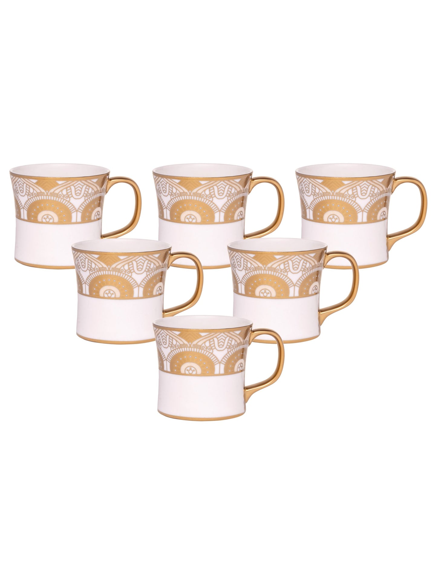 Liza Ebony Coffee & Tea Mugs, 140ml, Set of 6 (E639) - Clay Craft India