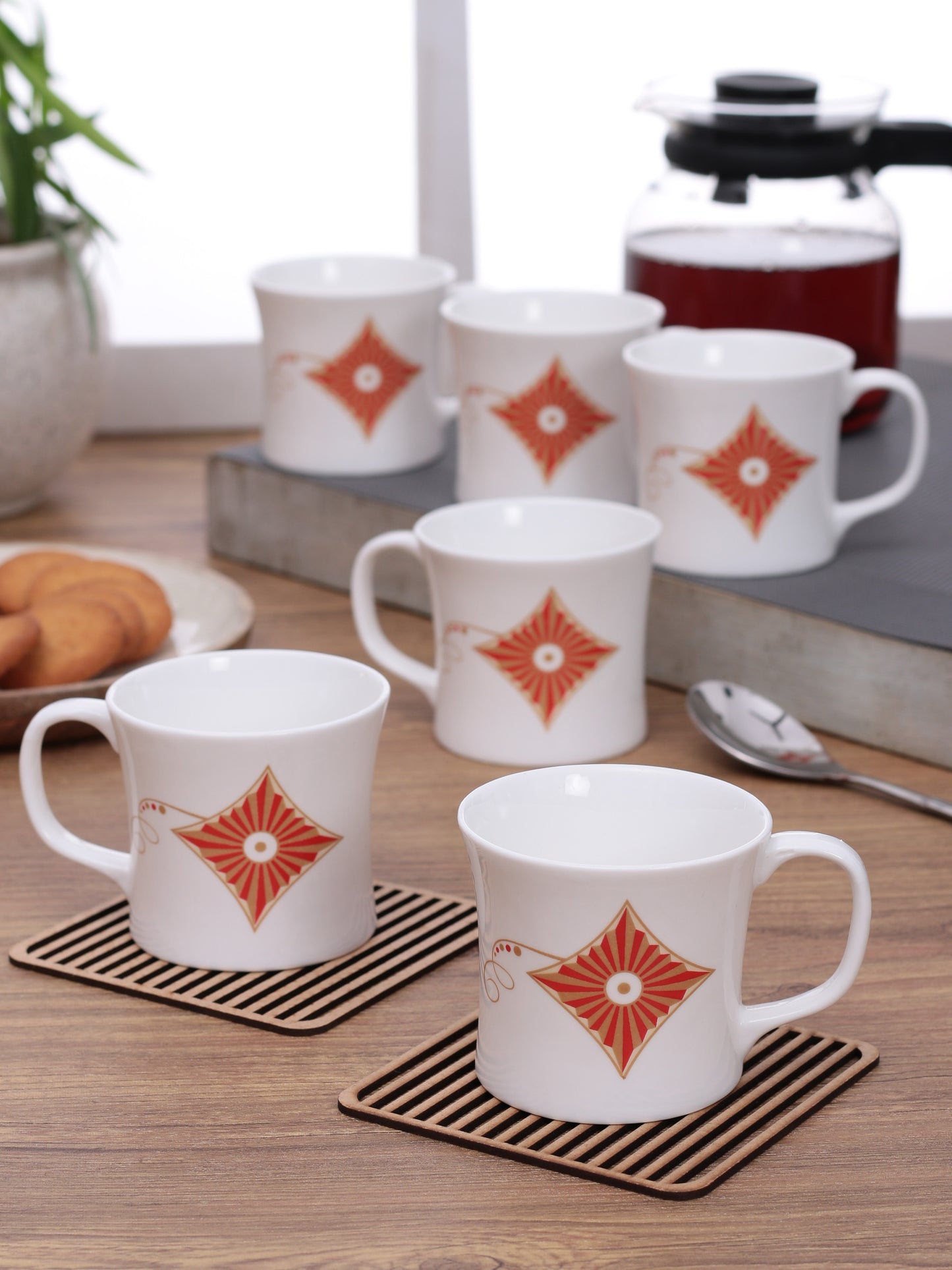 Liza Microwave Coffee & Tea Mugs, 140ml, Set of 6 (MW05) - Clay Craft India
