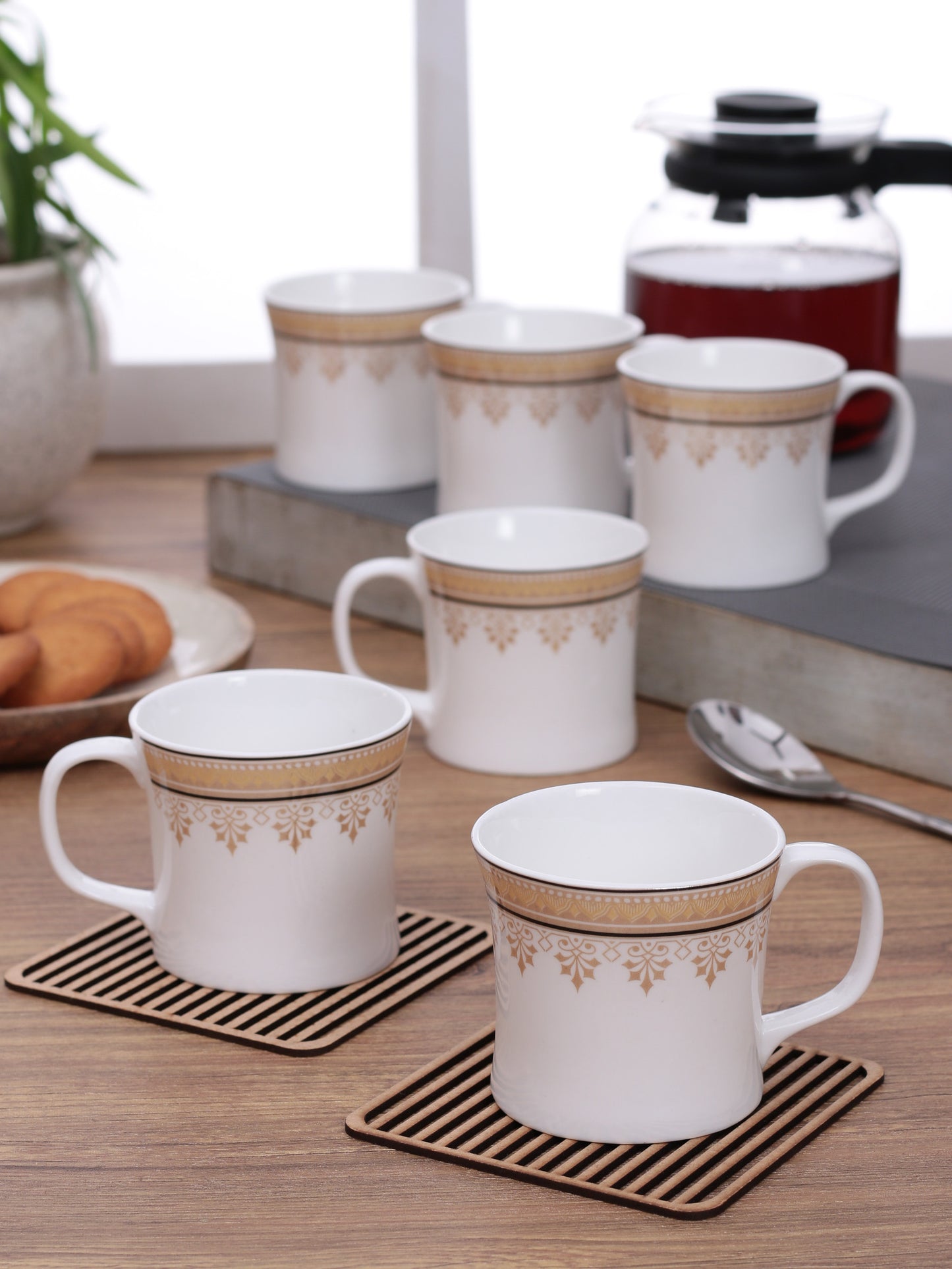 Liza Super Coffee & Tea Mugs, 140ml, Set of 6 (S370) - Clay Craft India