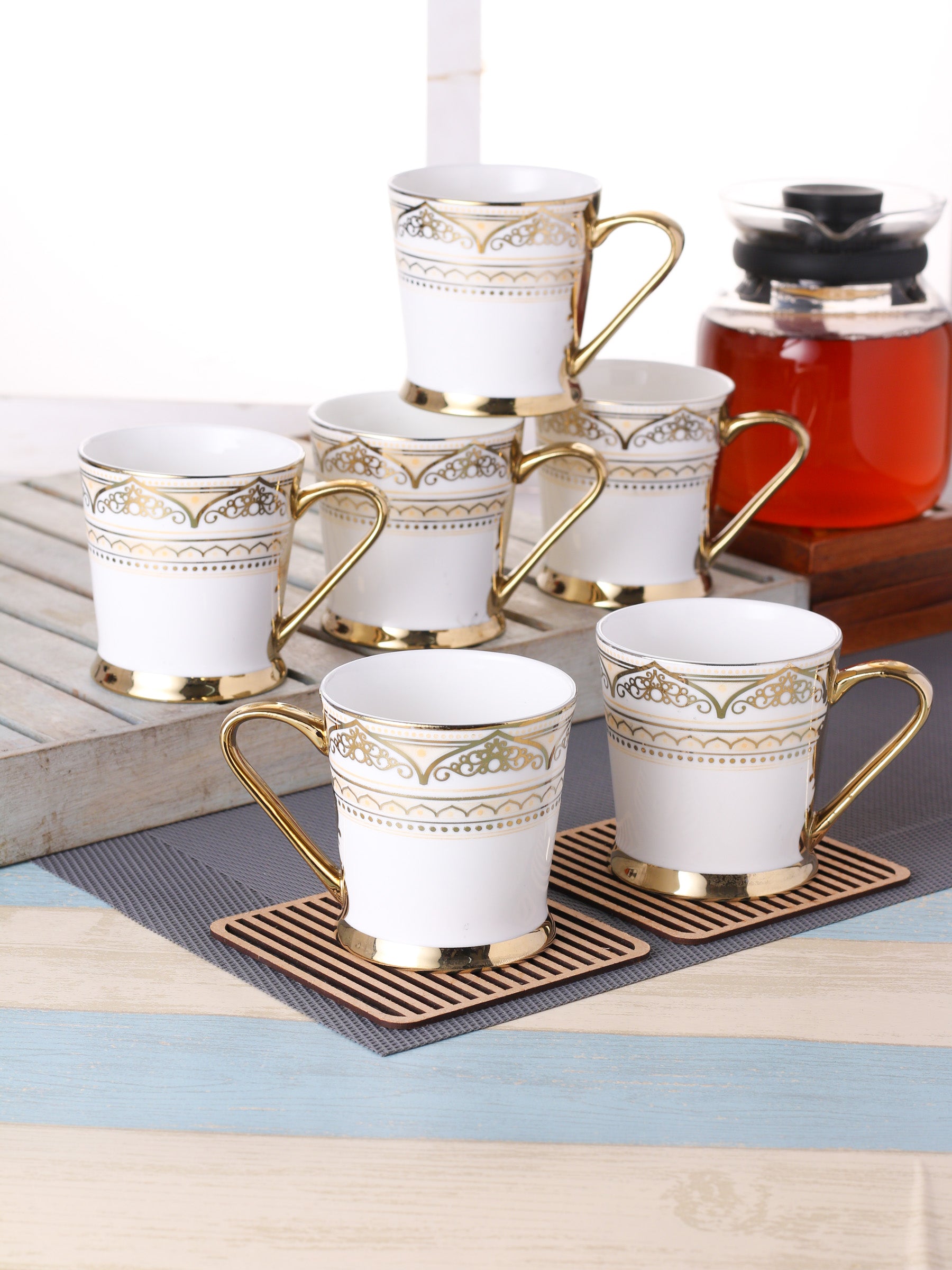 Peter Ebony Coffee & Tea Mugs, 150ml, Set of 6 (E603) - Clay Craft India