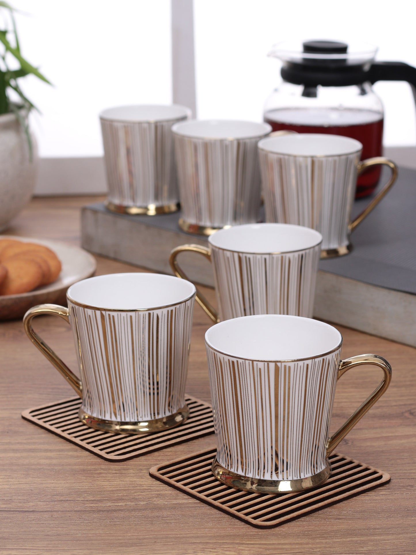 Peter Ebony Coffee & Tea Mugs, 150ml, Set of 6 (E610) - Clay Craft India