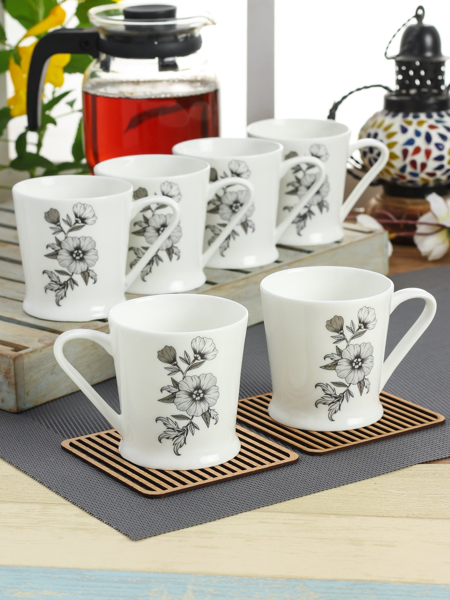 Peter Small Microwave Coffee & Tea Mugs, 150ml, Set of 6 (MW25) - Clay Craft India