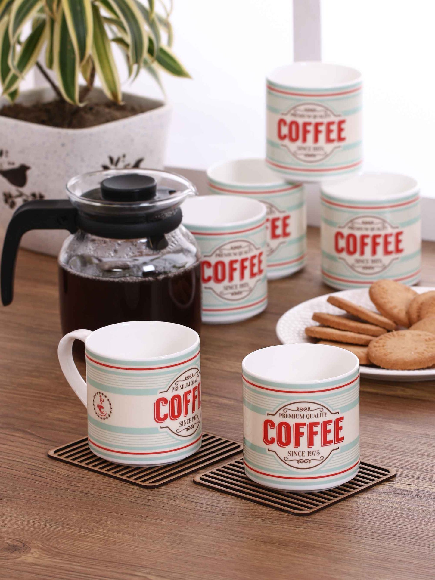 Stacko Hilton Coffee & Tea Mugs, Set of 6, 150ml (301)