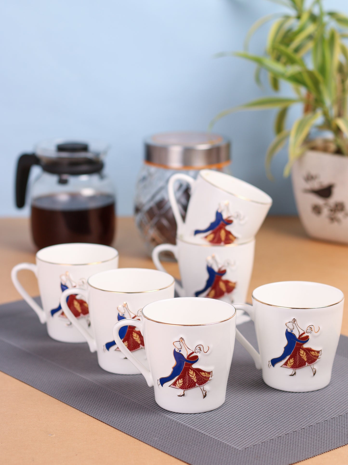 Swirl Coffee & Tea Mugs, 220ml, Set of 6