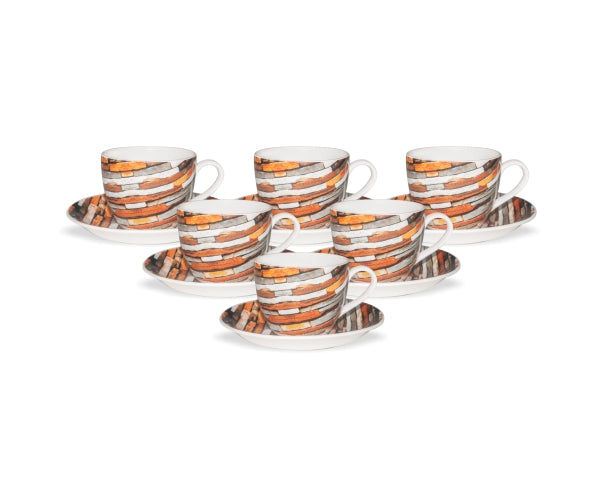 Cream Cup & Saucer, 210ml, Set of 12 (6 Cups + 6 Saucers) (N407)