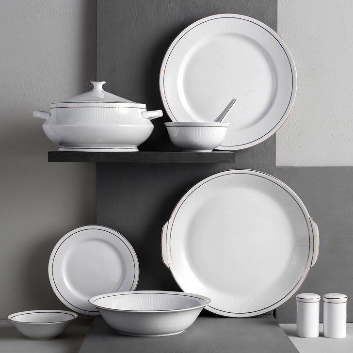 Mona Elegant Goldline Dinner Set of 38 (110), For Family of 6