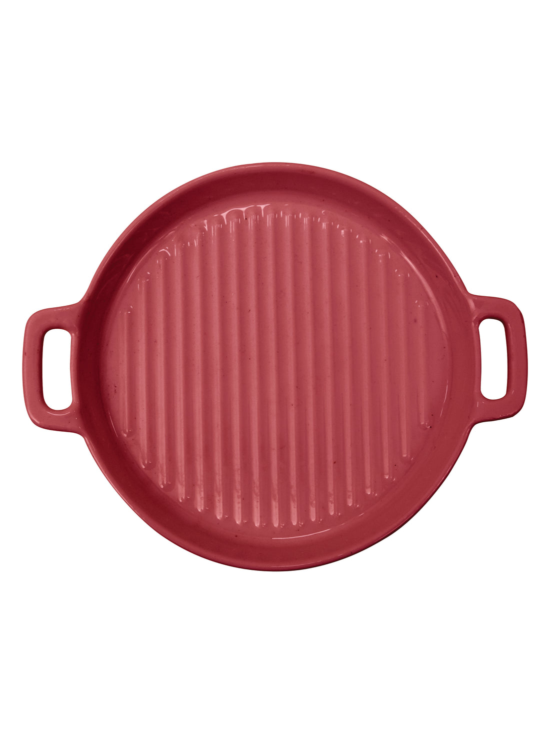 Ceramic Round with Handle Grill Plates for Serving, Red Color