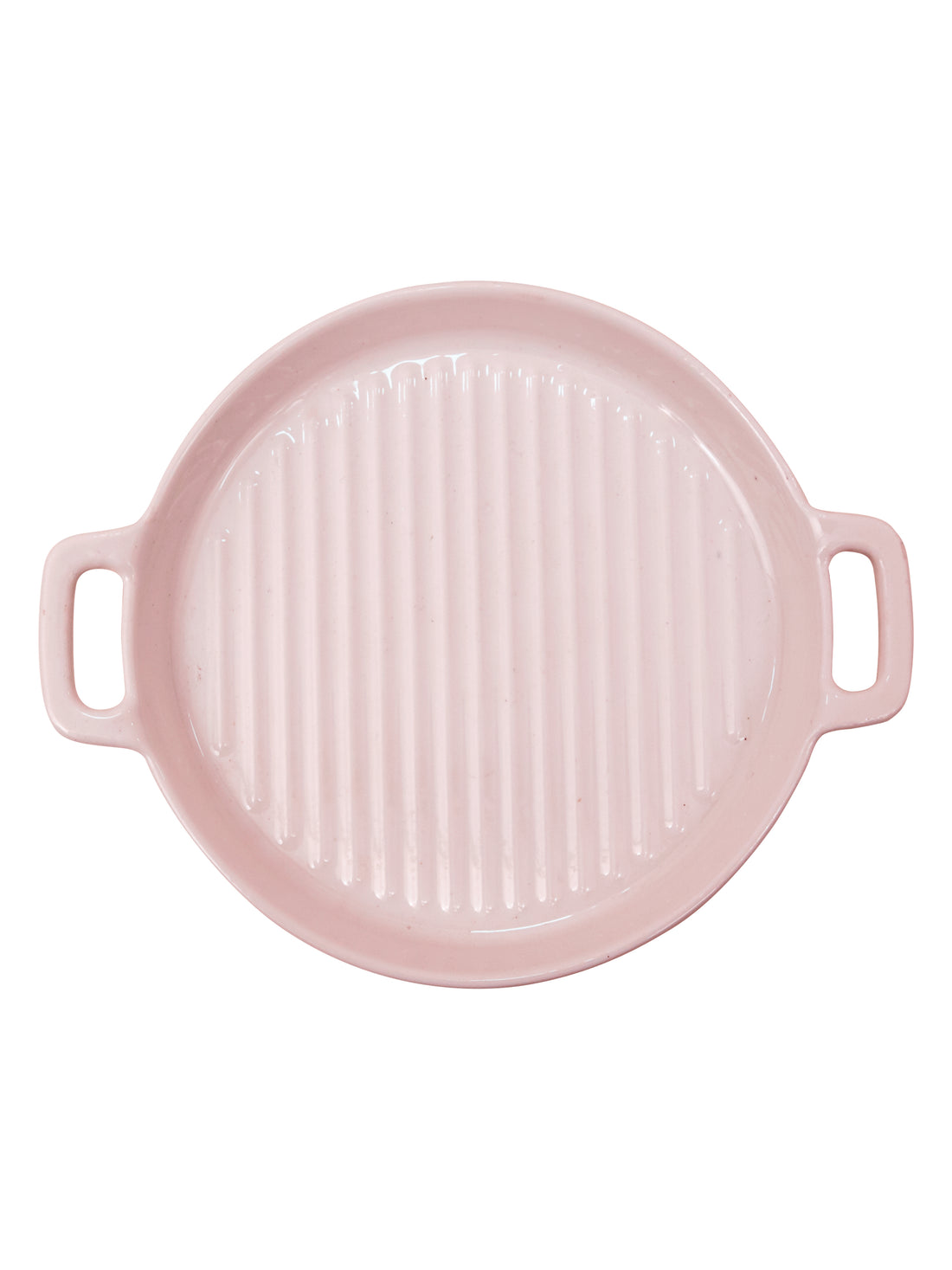 Ceramic Round with Handle Grill Plates for Serving, Pink Color