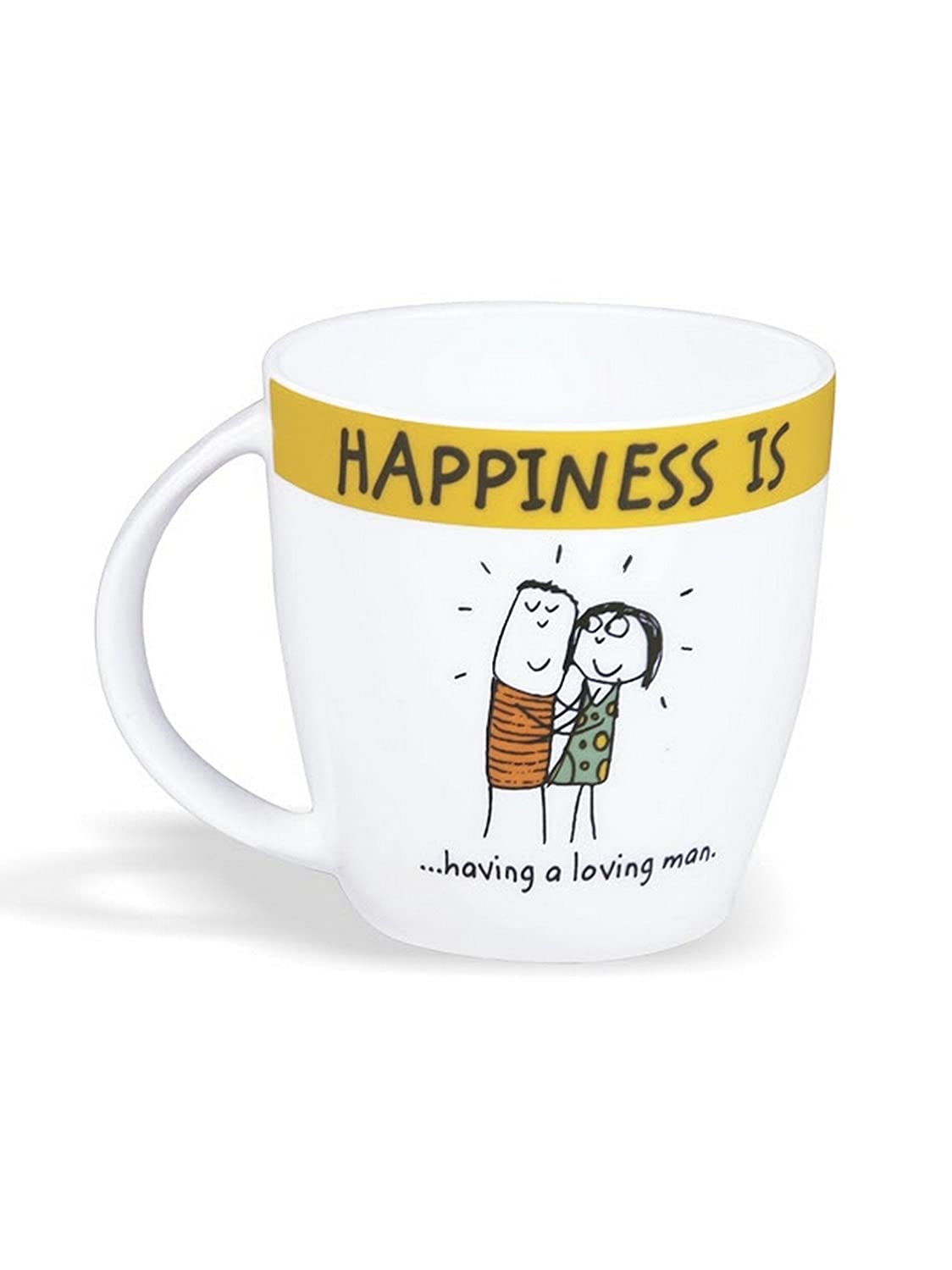 Happiness Loving Man Coffee/ Milk Mug 270ml 1 Piece - Clay Craft India