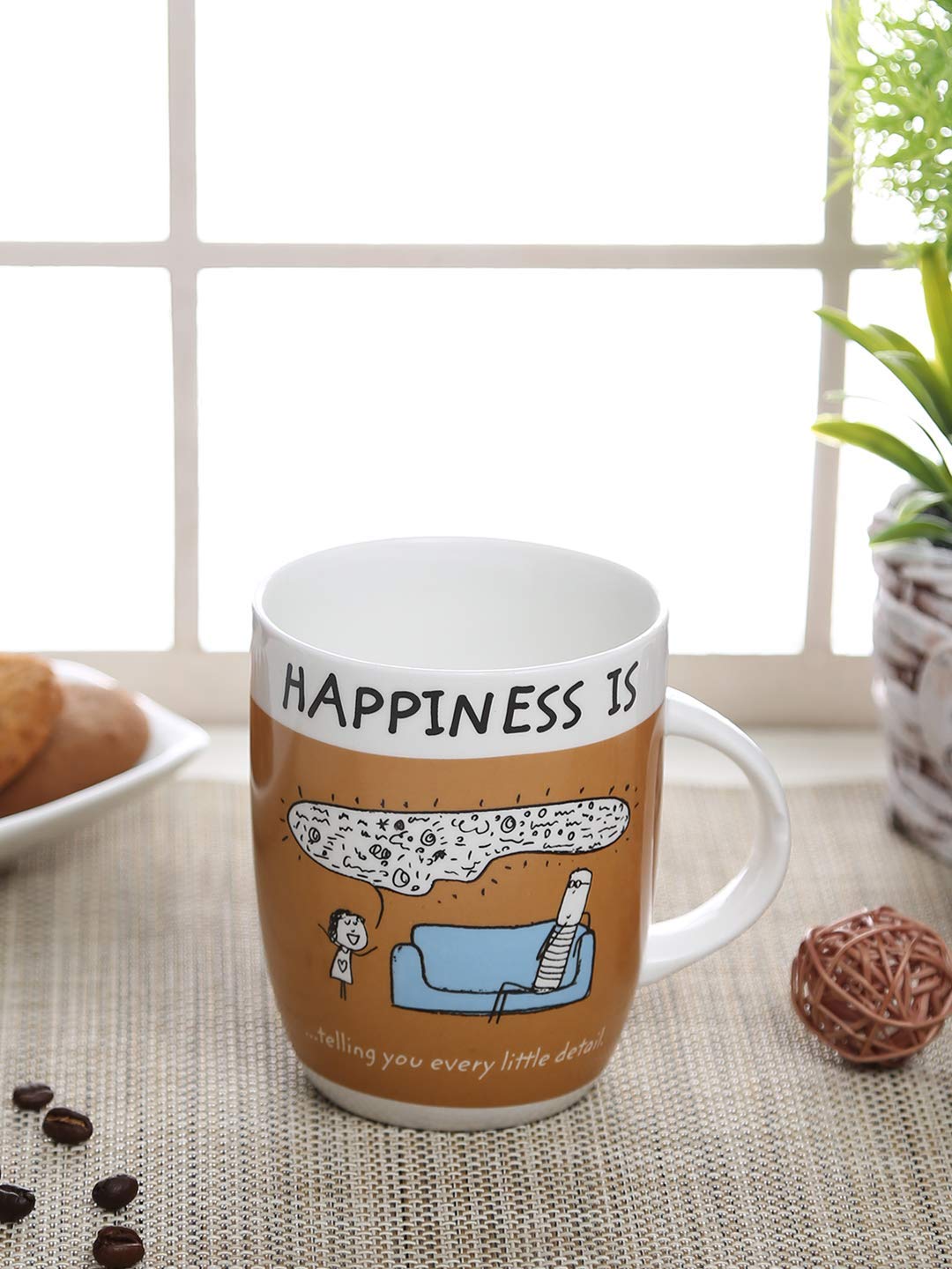 Happiness Telling You Orchid Coffee/ Milk Mug 340ml 1Piece - Clay Craft India