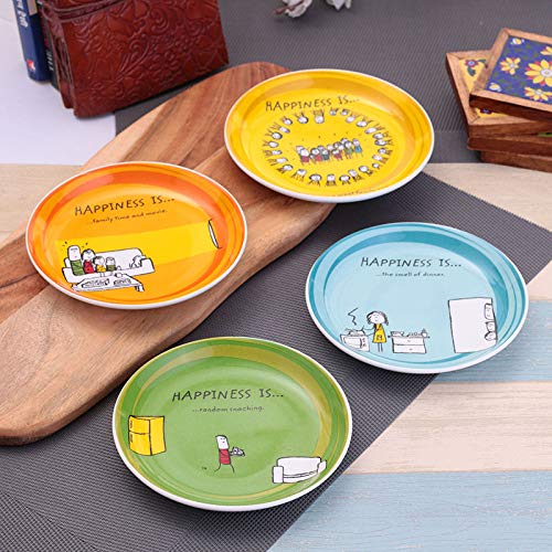 Happiness Ceramic Mini Snack Plates 5" Set of 4 - Clay Craft India