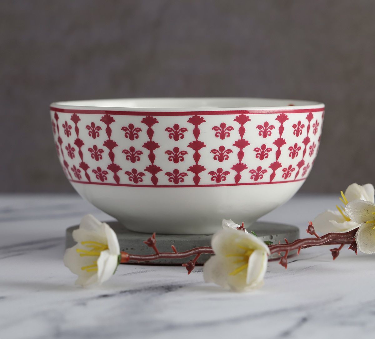 India Circus Floral Fountain Katori/ Bowl 10cm 1 Piece - Clay Craft India