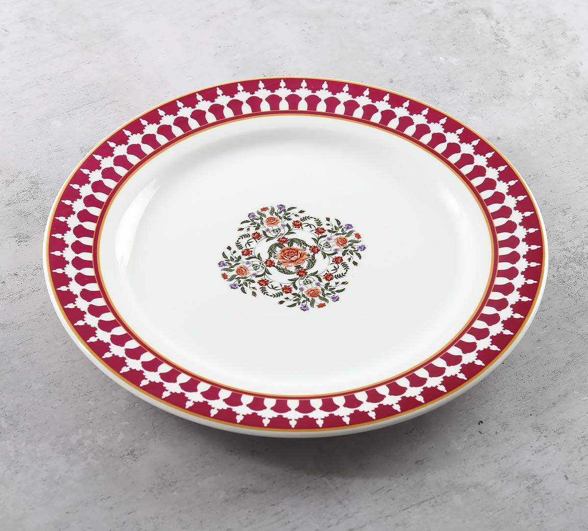 India Circus Floral Fountain Dinner Plate 10.5" 1 Pieces - Clay Craft India