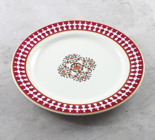 India Circus Floral Fountain Dinner Plate 10.5" 1 Pieces - Clay Craft India
