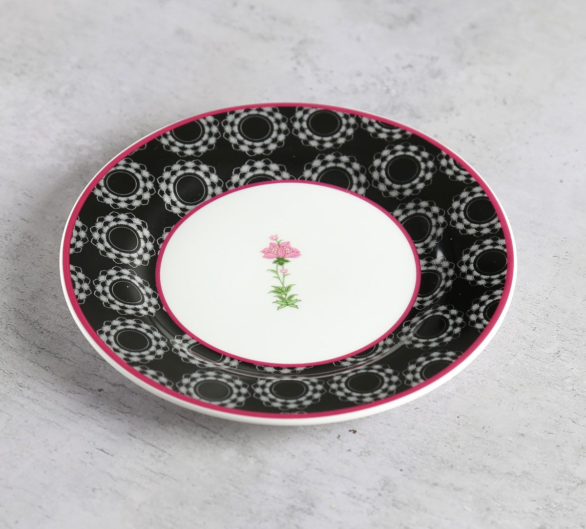 India Circus Black Garden Side Plate 7" 1 Piece - Clay Craft India