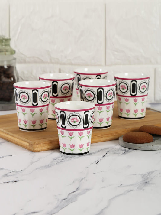 India Circus Appliqued Harmony Tea Cup/ Chai Glass/ Cutting Chai Tumblers 140ml (Set of 6)