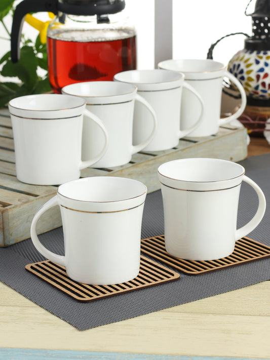 Jackson Gold Line Coffee & Tea Mugs, 200ml, Set of 6 (GL110) - Clay Craft India