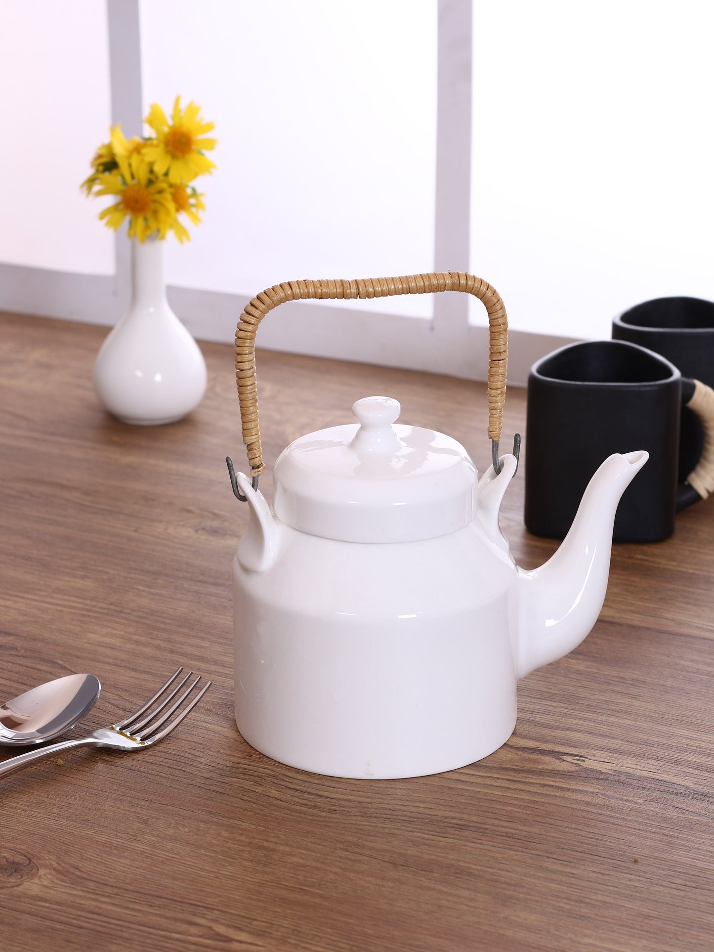 Clay Craft Basic Desi Kettle 1 Piece Plain White - Clay Craft India