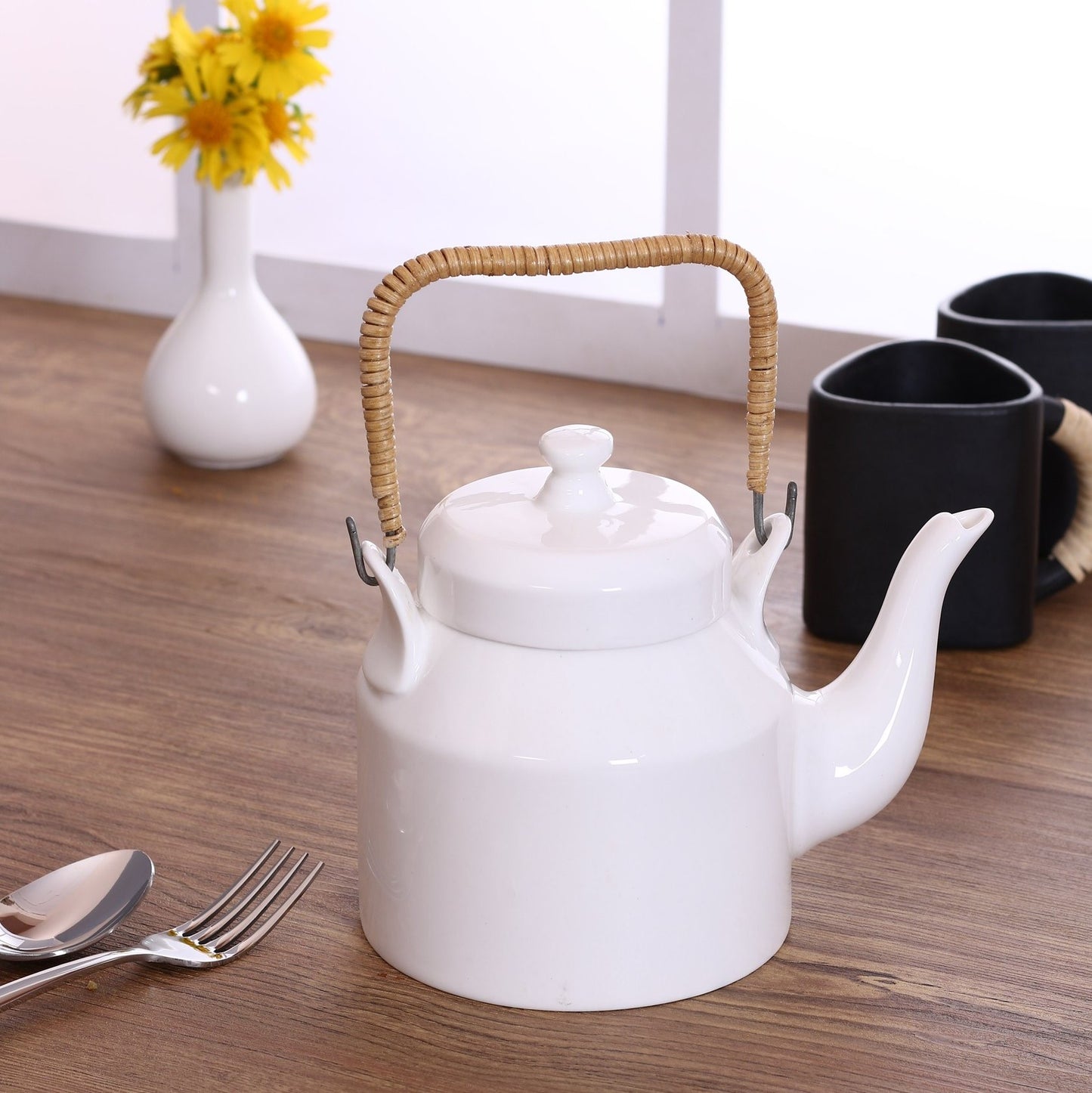 Clay Craft Basic Desi Kettle 1 Piece Plain White