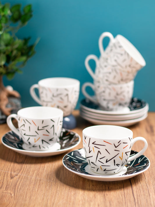 Cream Super Cup & Saucer, 170 ml, Set of 12 (6 Cups + 6 Saucers) (S308)