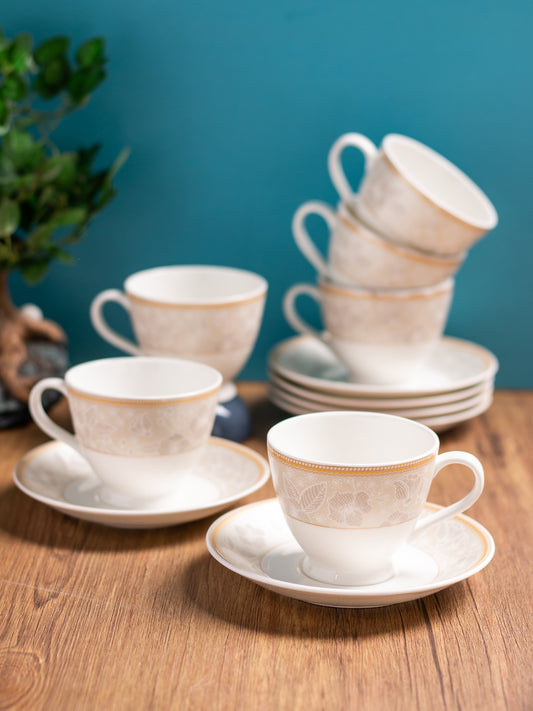 King Super Cup & Saucer, 160 ml, Set of 12 (6 Cups + 6 Saucers) (S388)