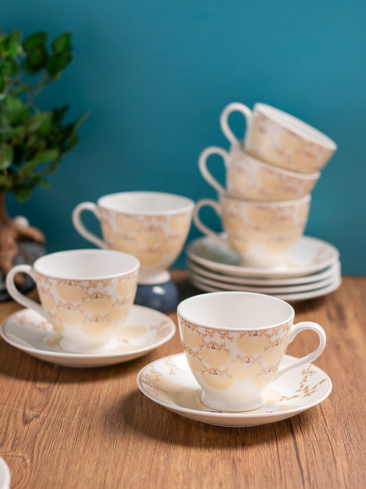 King Super Cup & Saucer, 160 ml, Set of 12 (6 Cups + 6 Saucers) (S389)