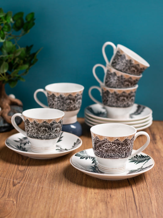 Classic Super Cup & Saucer, 150 ml, Set of 12 (6 Cups + 6 Saucers) (S311)