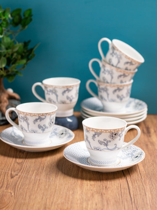 Classic Super Cup & Saucer, 150 ml, Set of 12 (6 Cups + 6 Saucers) (S310)