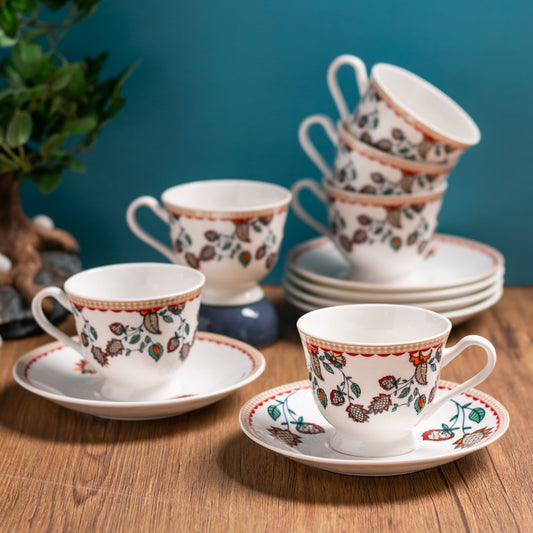 Georgian Super Cup & Saucer, 140 ml, Set of 12 (6 Cups + 6 Saucers) (S369)